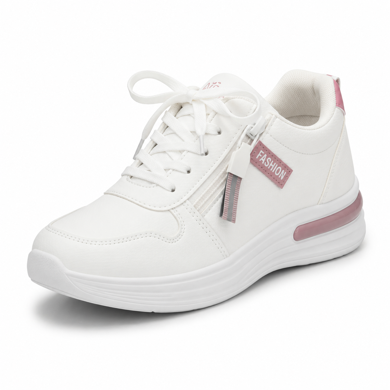 Stylish White & Pink Casual Sneakers