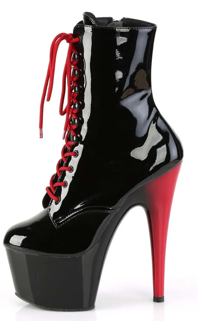 ADORE-1020 Black Patent & Red Ankle Boots