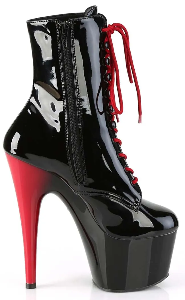 ADORE-1020 Black Patent & Red Ankle Boots