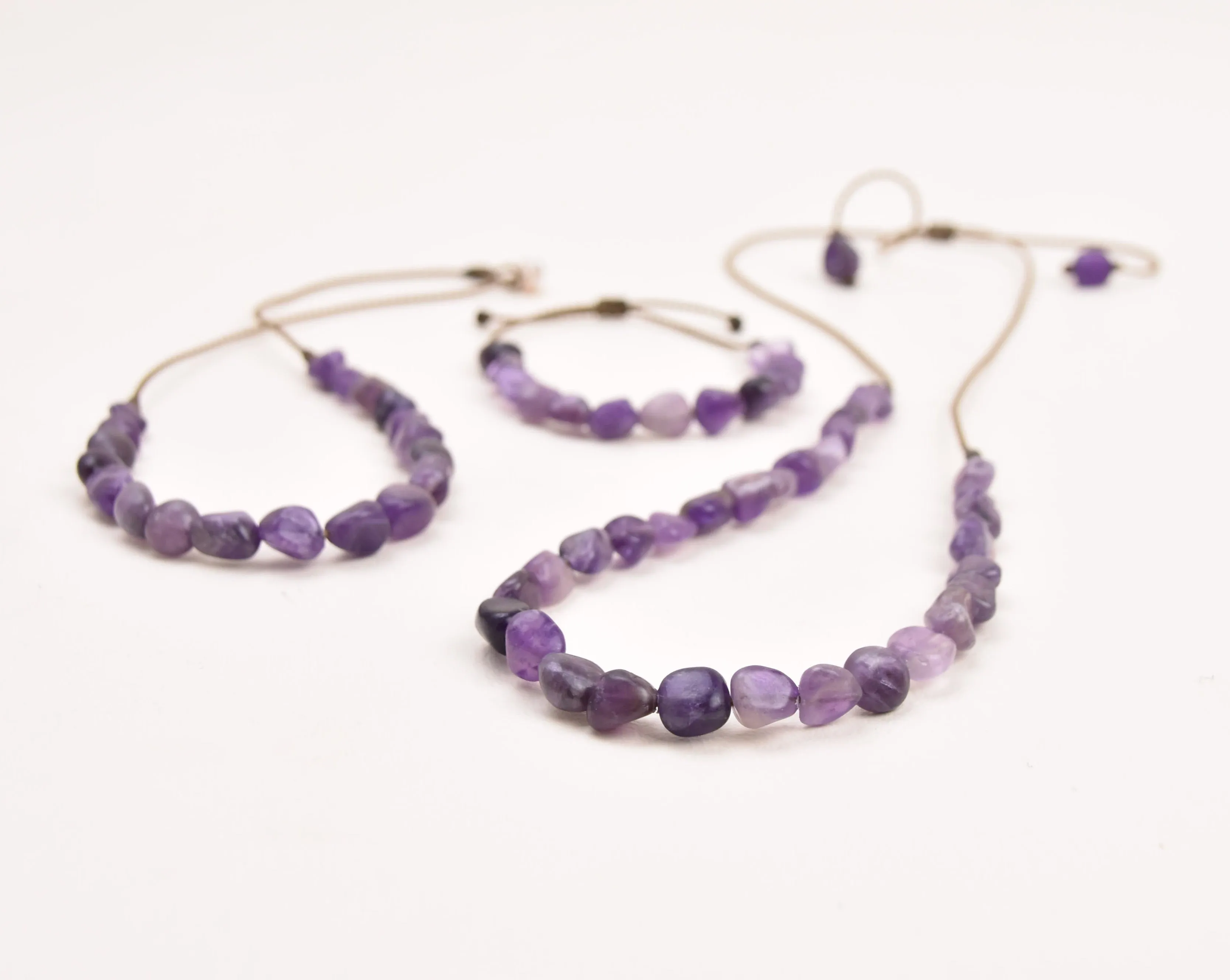 Amethyst Pebble- Bracelet, Necklace, Duet, OR the whole set!