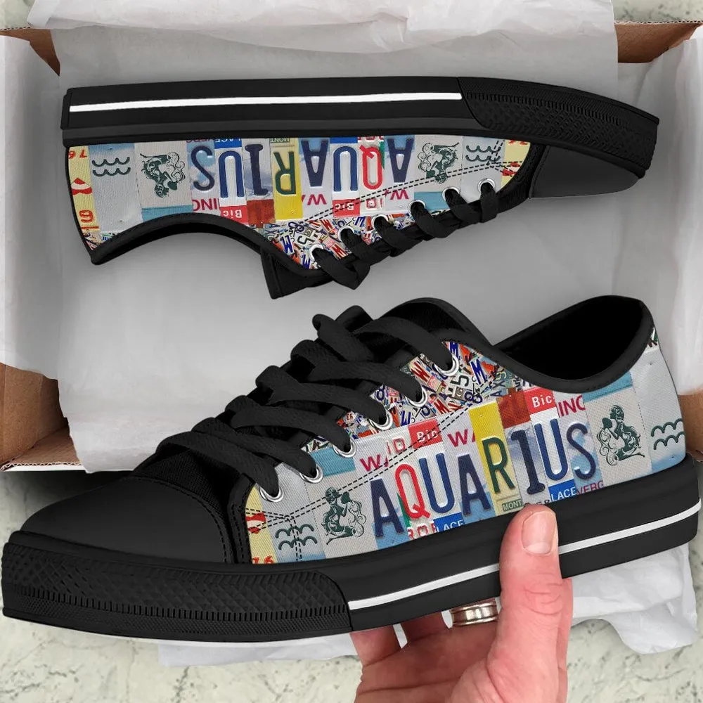 Aquarius License Plates Low Top Shoes , Low Top Sneaker, Low Top Canvas Shoes