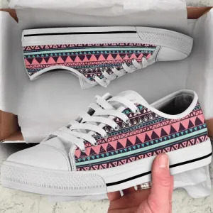 Aztec Pattern Tennis Low Top Shoes, Low Top Sneaker, Low Top Canvas Shoes