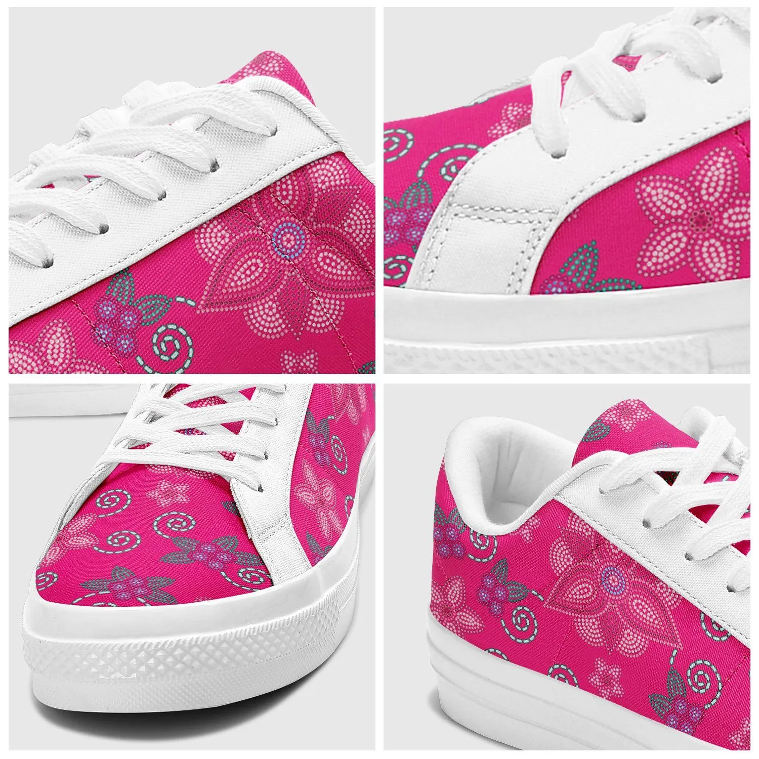 Berry Picking Pink Aapisi Low Top Canvas Shoes White Sole