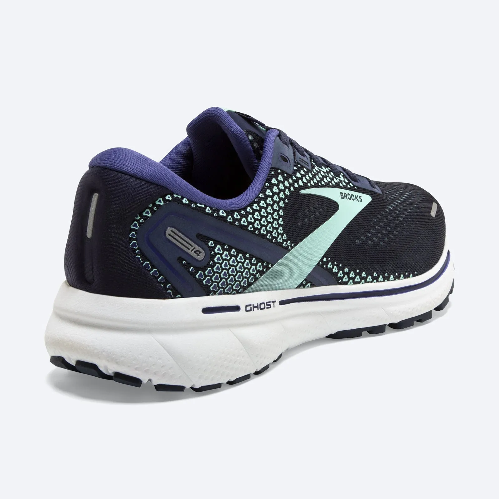 Brooks Womens Ghost 14 Sneakers Athletic Shoes Road Runners - Navy/Green