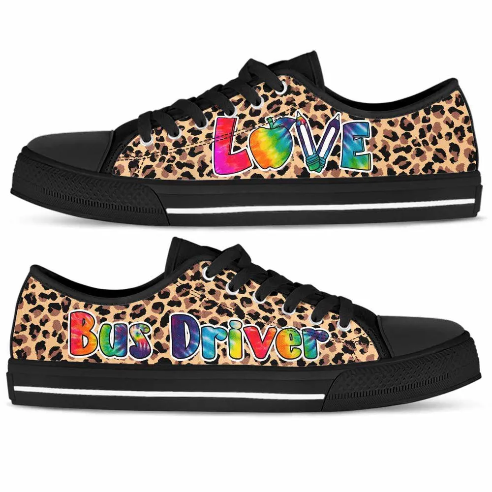 Bus Driver Leopard Love Low Top Shoes, Teacher Shoes, Low Top Sneakers