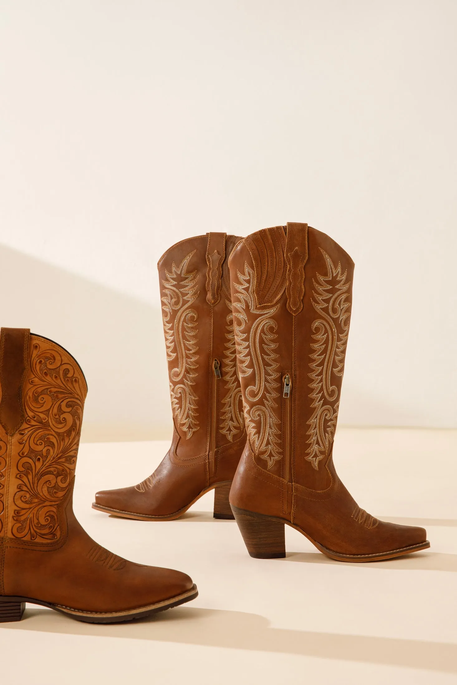 Camilita Hand-tooled Boots in Brown