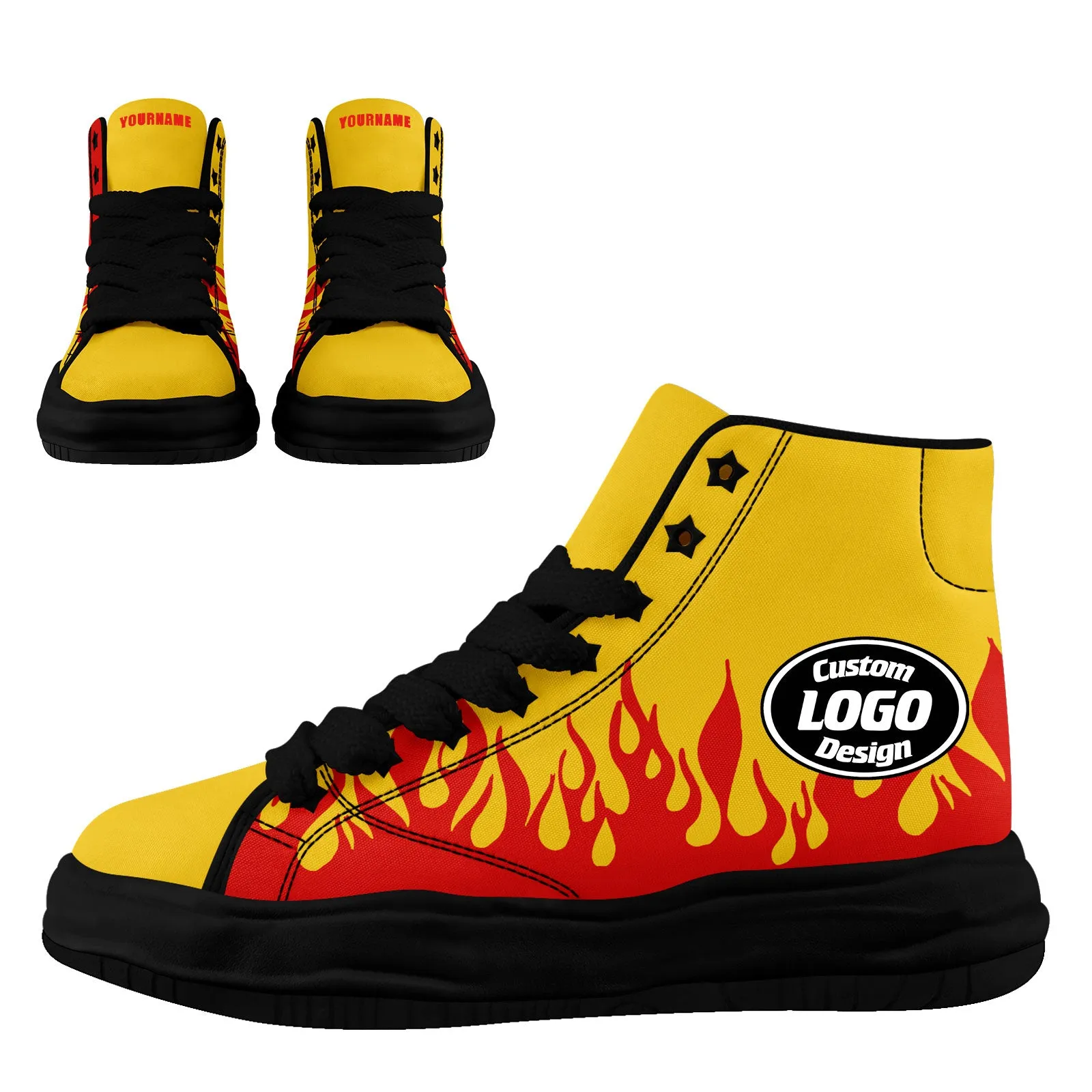 Custom Yellow Red Kansas City Firesoul Shoes Personalized Sneaker FN039-D020272-18