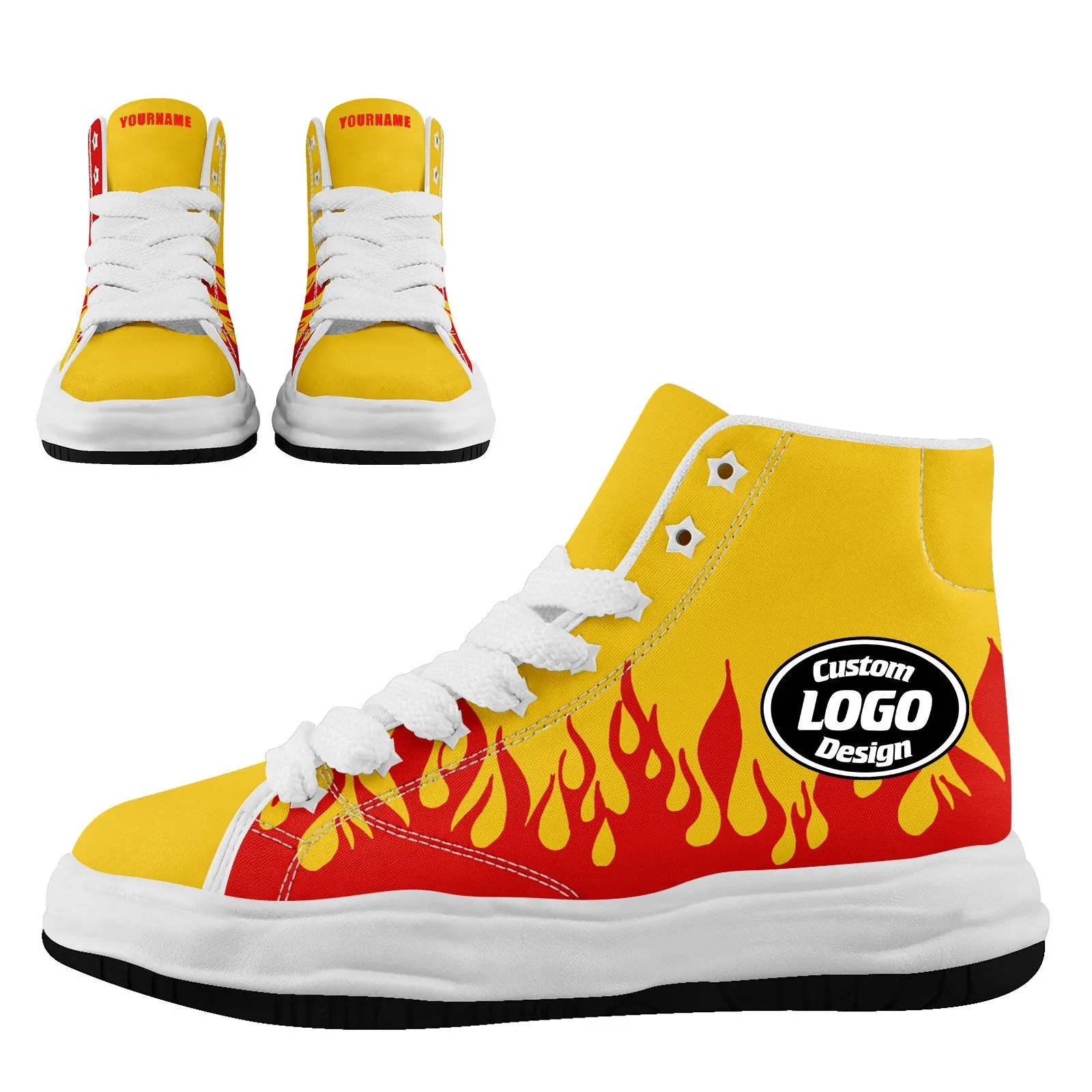 Custom Yellow Red Kansas City Firesoul Shoes Personalized Sneaker FN039-D020272-18