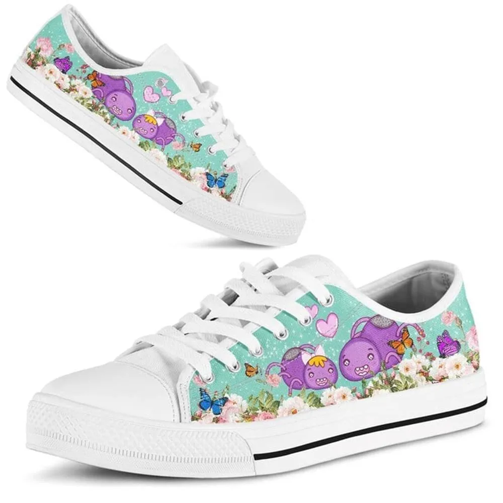 Cute Couple Spider Love Flower Watercolor Low Top Shoes, Low Top Sneaker, Low Top Canvas Shoes