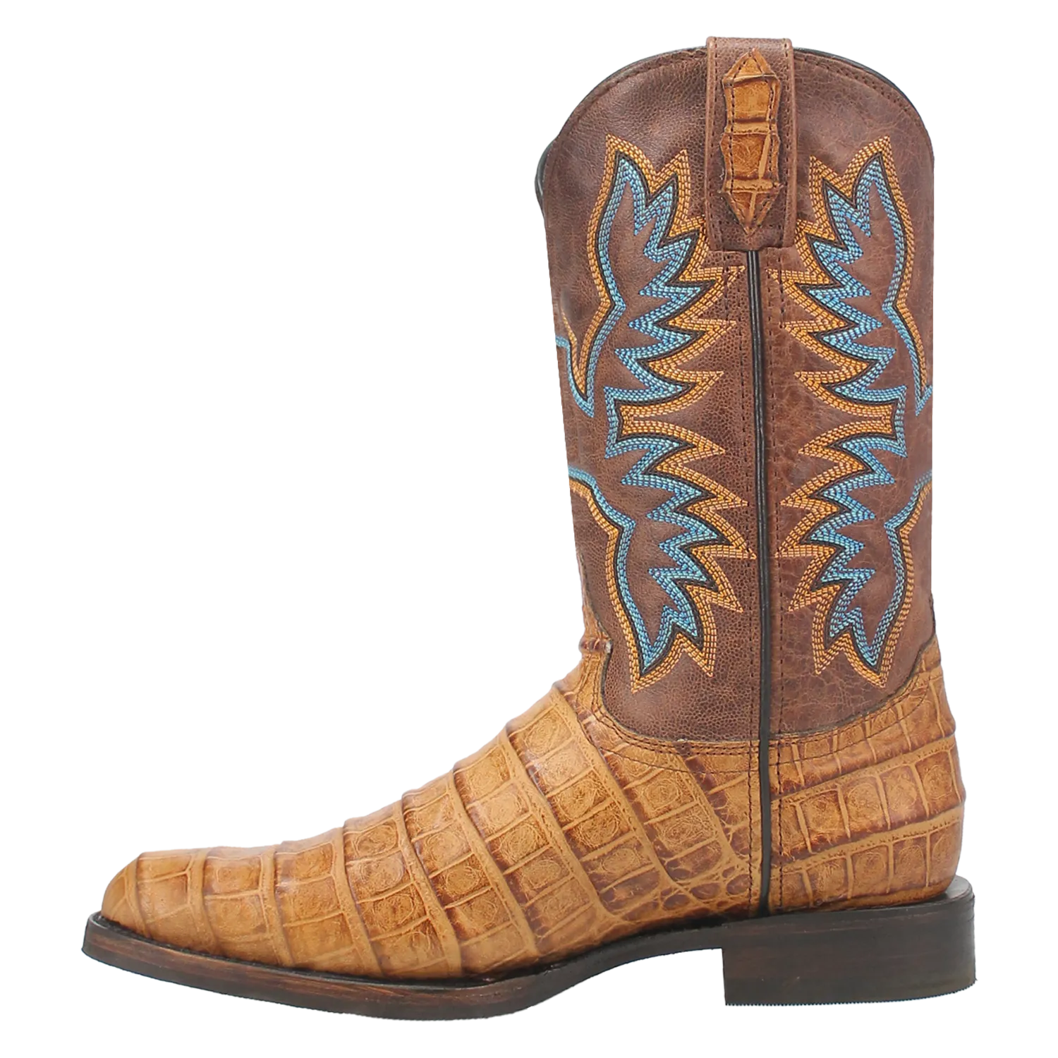 Dingo Tan Gator Print Trail Boss J-Toe Western Boots for Men