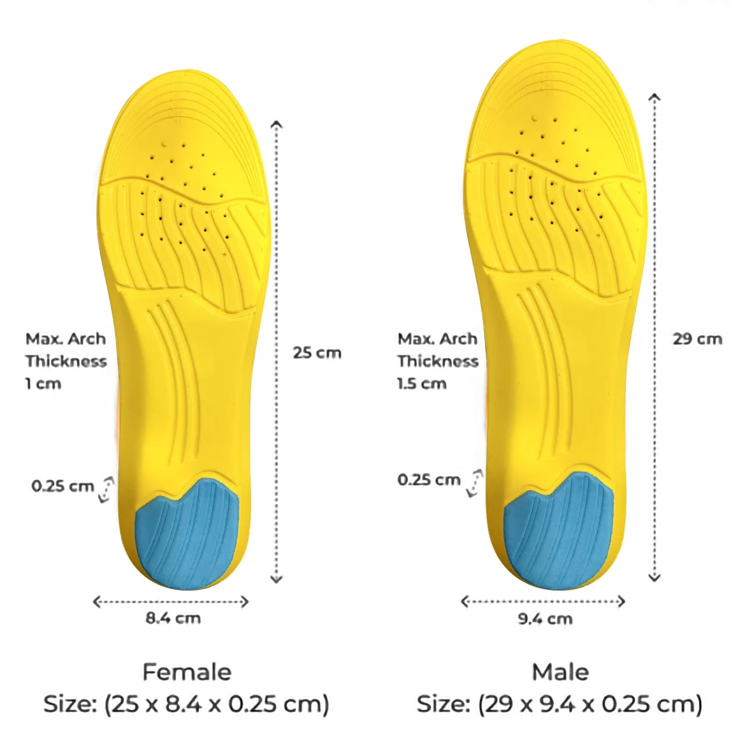 Dr Foot Gel Insoles Pair | For Walking, Running, Sports Shoes | All Day Comfort Shoe Inserts With Dual Gel Technology | Ideal Full-Length Sole For Every Shoe For Unisex- 1 Pair (Size - S) (Pack of 3)