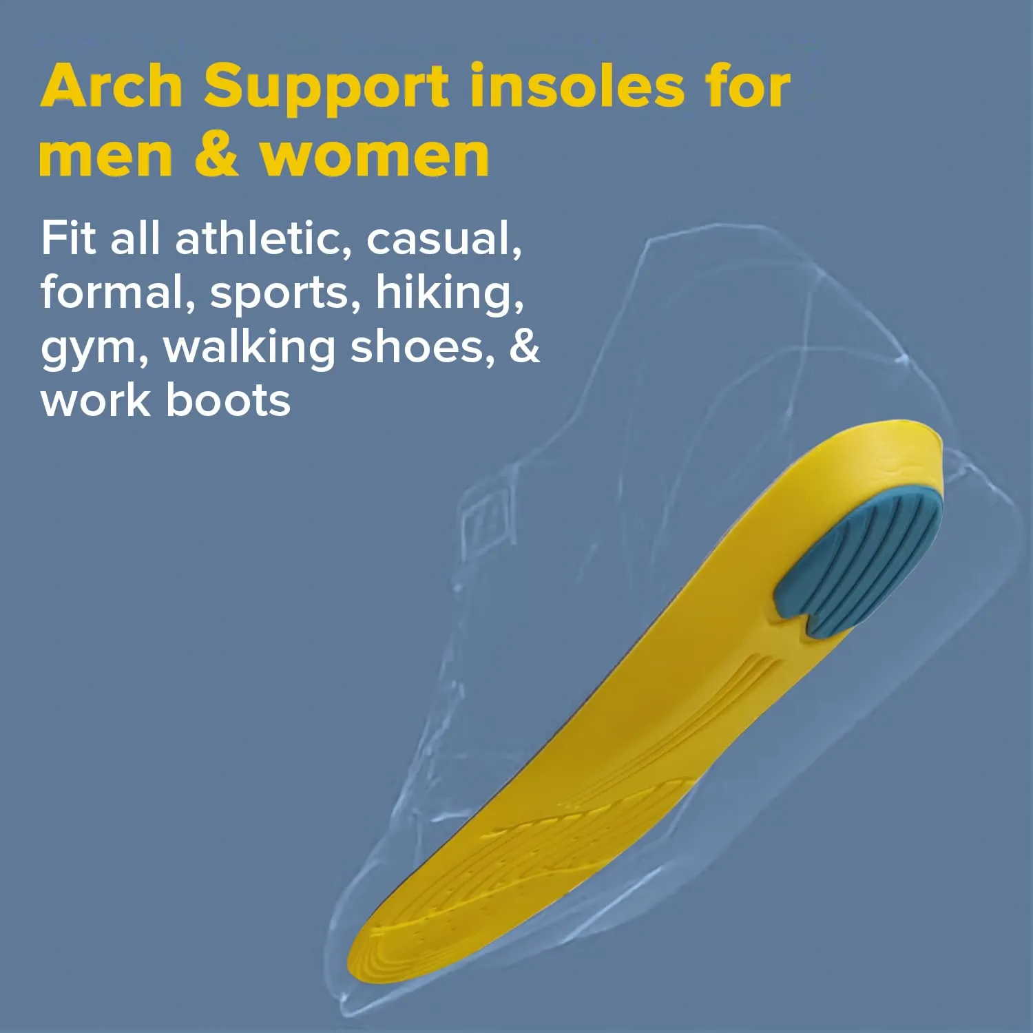 Dr Foot Gel Insoles Pair | For Walking, Running, Sports Shoes | All Day Comfort Shoe Inserts With Dual Gel Technology | Ideal Full-Length Sole For Every Shoe For Unisex- 1 Pair (Size - S) (Pack of 3)