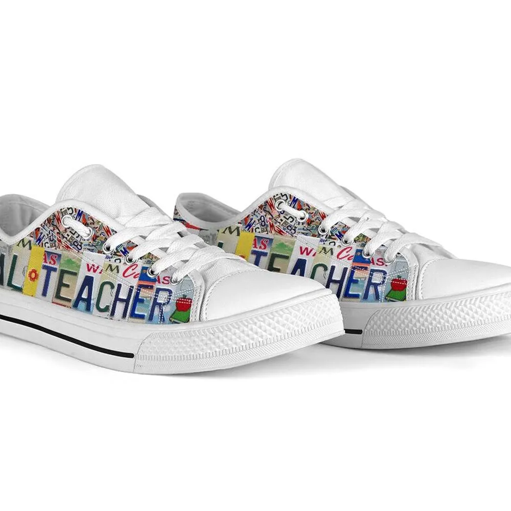 Dual Teacher Inspire License Plates Low Top Shoes, Teacher Shoes, Low Top Sneakers