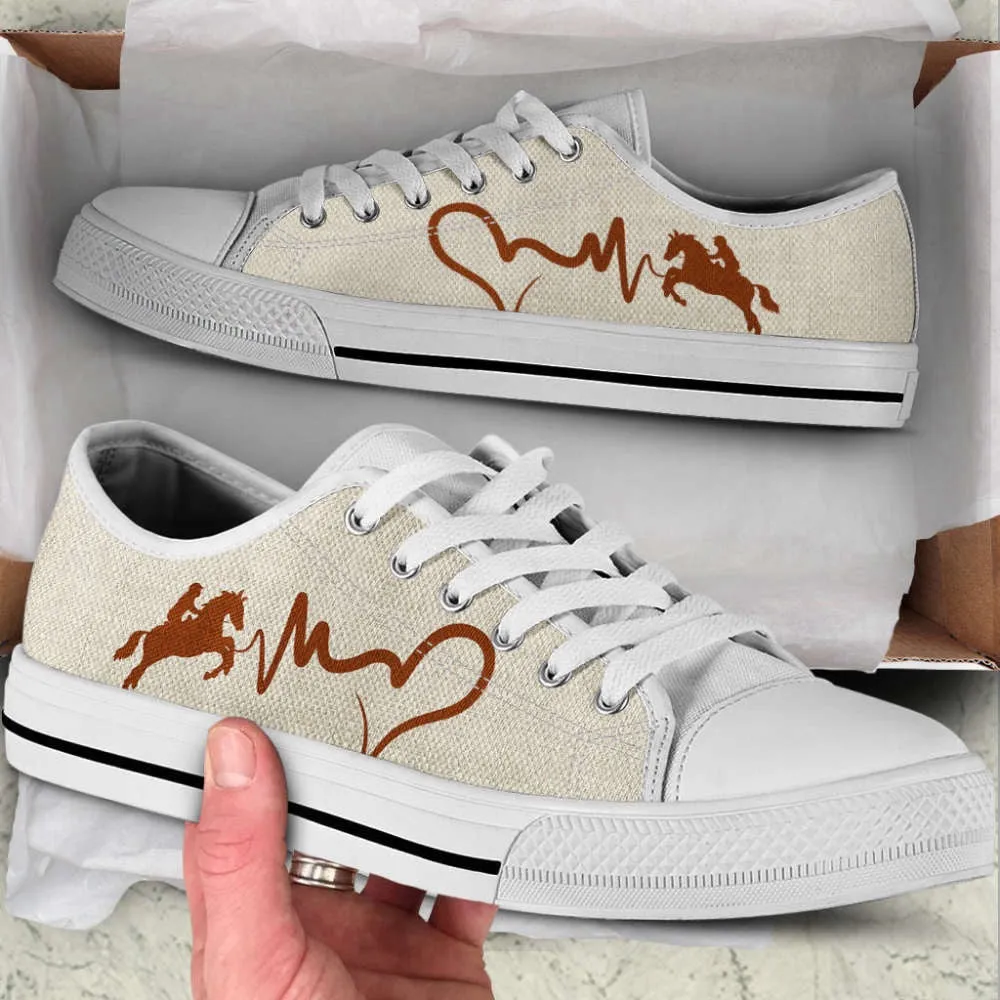 Equestrian Heartbeat Low Top Shoes Canvas Print Lowtop Casual Shoes Gift For Adults, Low Top Sneaker, Low Top Canvas Shoes