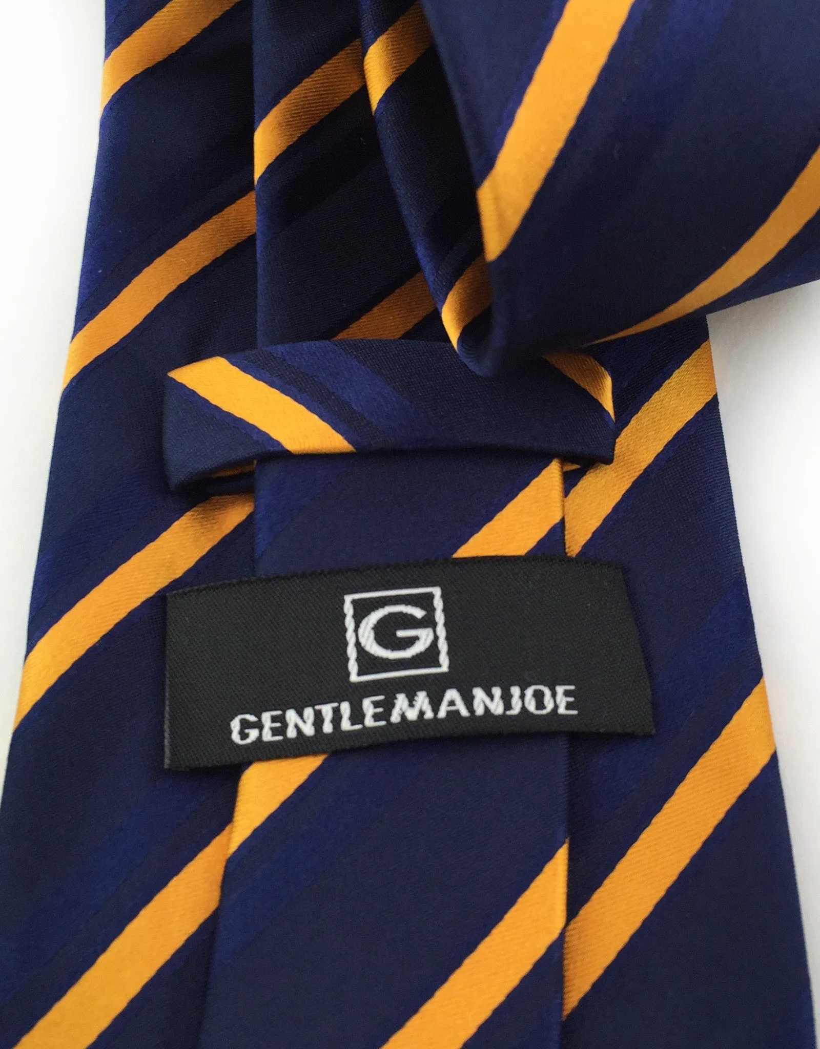 Extra Long Navy and Orange Striped Silk Tie - 3XL