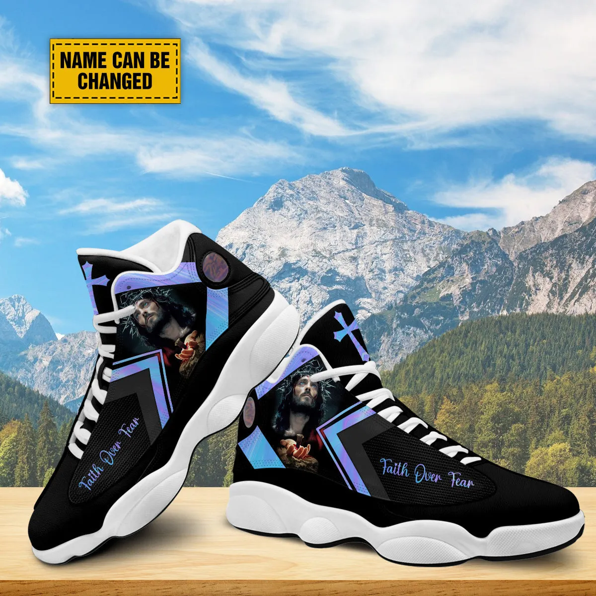 Faith Over Fear Jesus Hands Basketball Shoes For Men Women - Christian Shoes - Jesus Shoes - Unisex Basketball Shoes