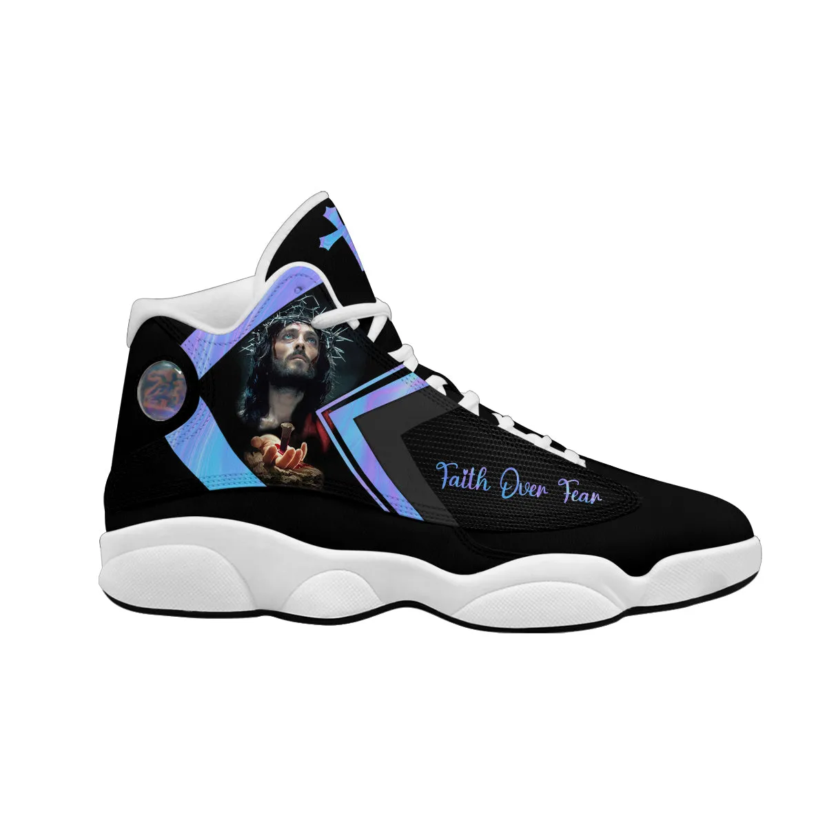 Faith Over Fear Jesus Hands Basketball Shoes For Men Women - Christian Shoes - Jesus Shoes - Unisex Basketball Shoes