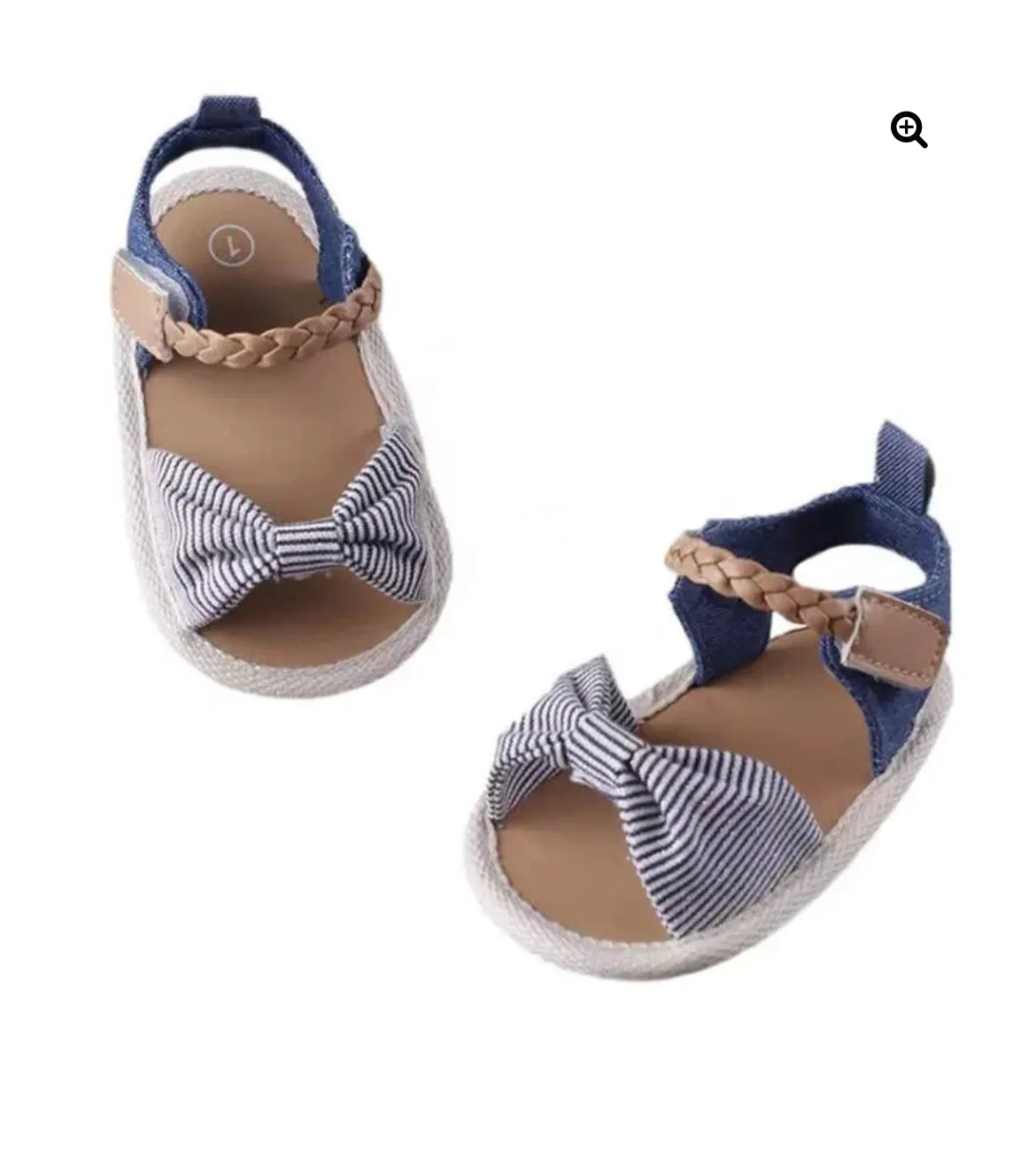 FARRAH - BRAIDED BABY SHOES - BLUE & TAN