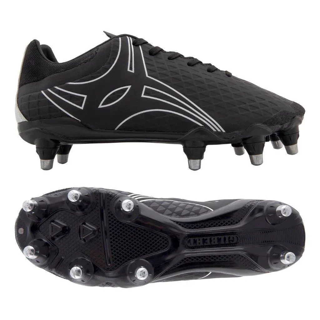 Gilbert Kaizen 2.0 Power 8S SG Rugby Boots, Black