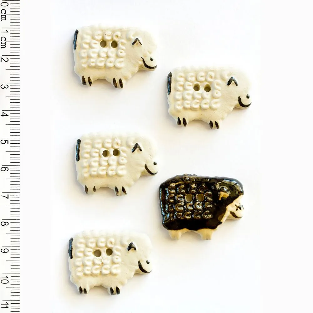 Handmade Buttons Sheep- Set of 5 (L140)