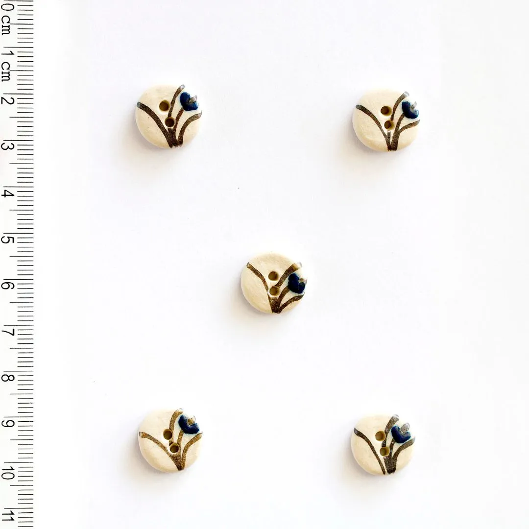 Handmade Buttons with Painted Grass - Set of 5 (L312)