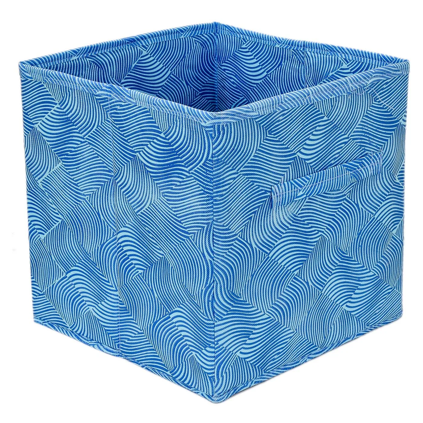 Heart Home Leheriya Print Non Woven 2 Pieces Fabric Foldable Storage Cube Toy, Books, Shoes Storage Box with Handle, Extra Large (Blue)- HEART6858