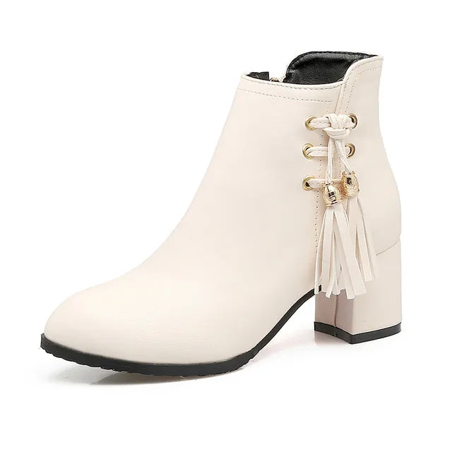 Heels Winter Zip Up Hot Ankle Boots