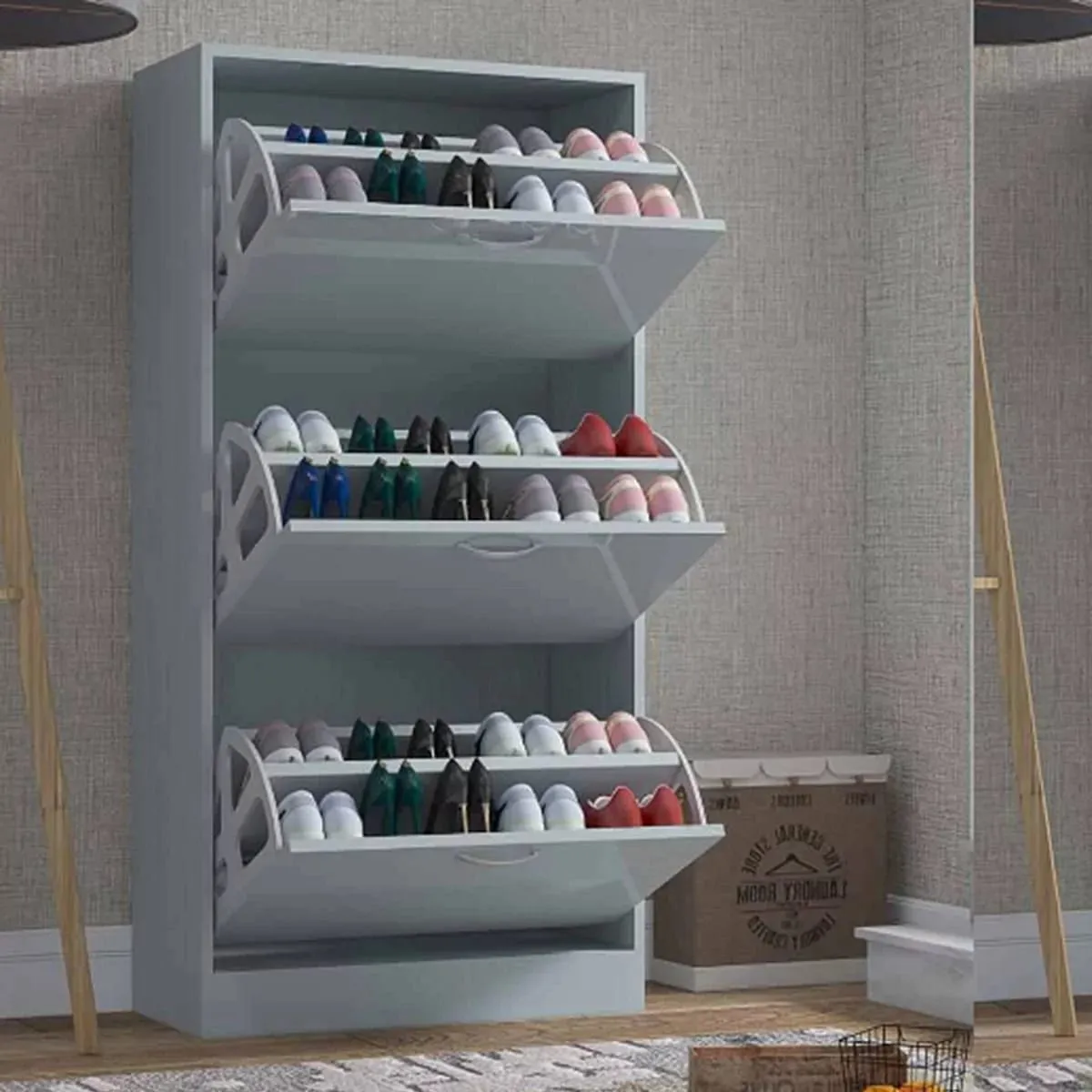 High Gloss Shoe Rack - Modern Shoe Organizer