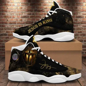 Jesus Is King Cross Art Print Basketball Shoes For Men Women - Christian Shoes - Jesus Shoes - Unisex Basketball Shoes