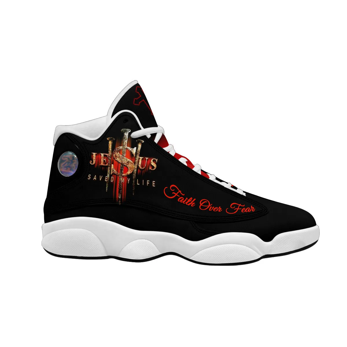 Jesus Saved My Life Personalized Jesus Basketball Shoes For Men Women - Christian Shoes - Jesus Shoes - Unisex Basketball Shoes