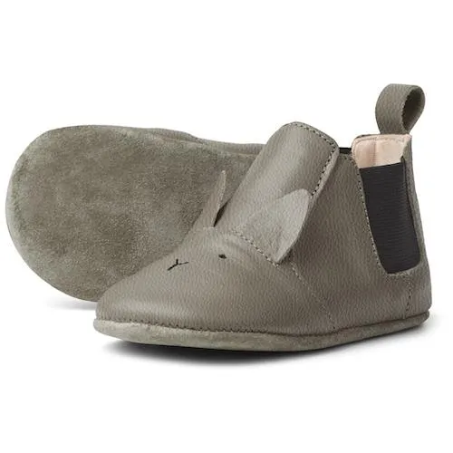 Liewood Edith Leather Slipper in Rabbit Grey