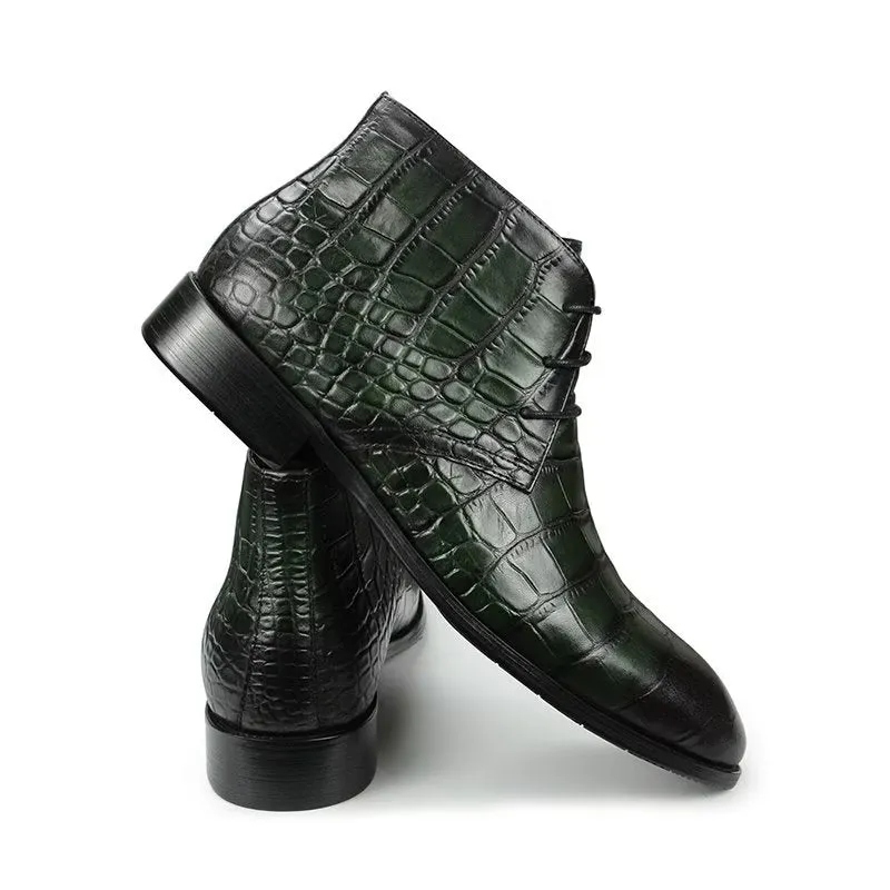 LuxeLeather Elegant Lace-up Ankle Boots