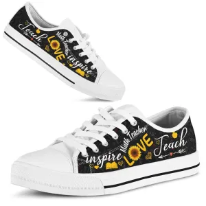 Math Teacher Teach Sunflower Low Top Shoes, Teacher Shoes, Low Top Sneakers