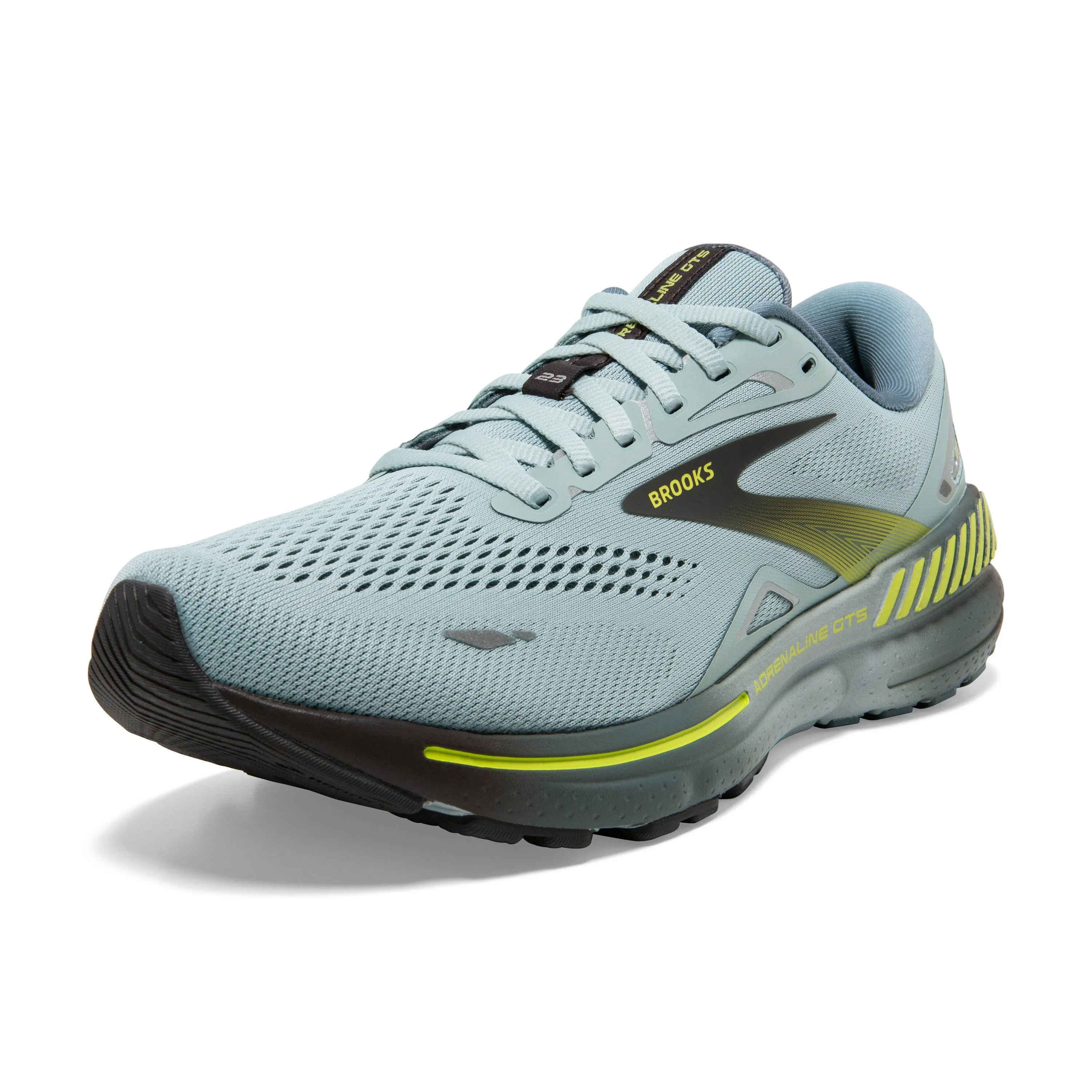 Men's Brooks Adrenaline GTS 23 Color: Cloud Blue/Goblin Blue/Lime