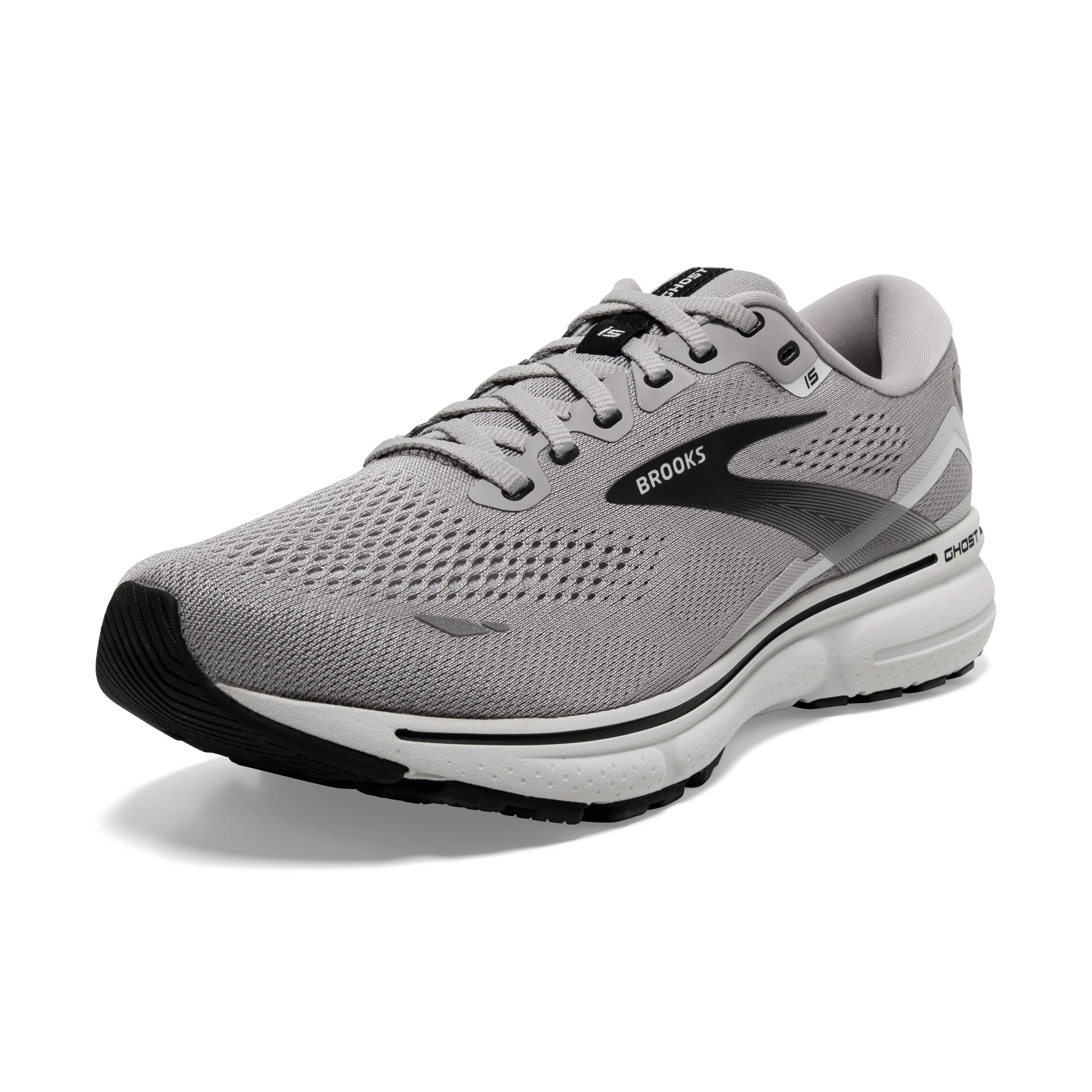 Men's Brooks Ghost 15 1103932E098 Color: Alloy/Oyster/Black (WIDE WIDTH)