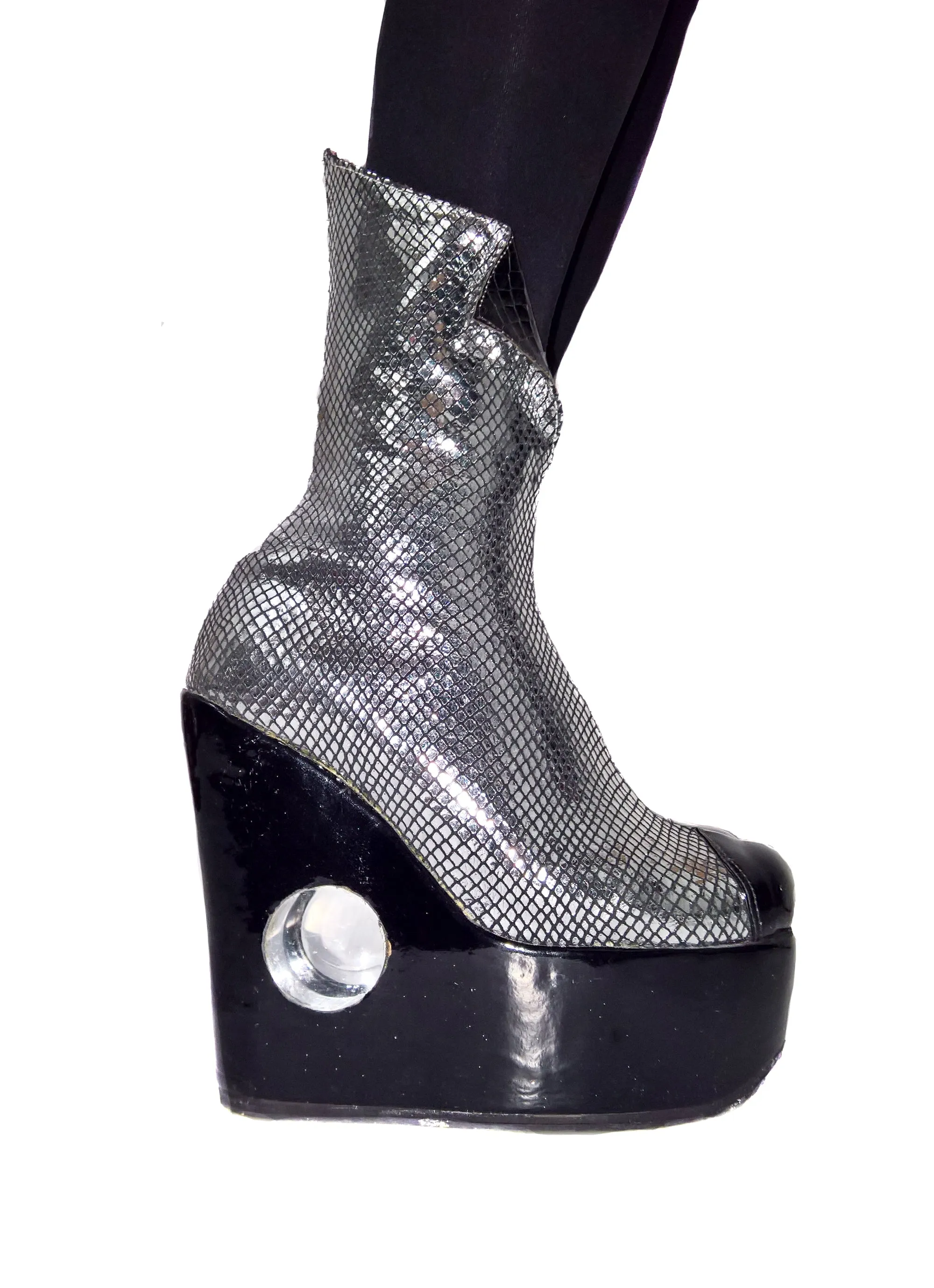 PEEPHOLE Platform "Collar" Boots w/ Perspex hole