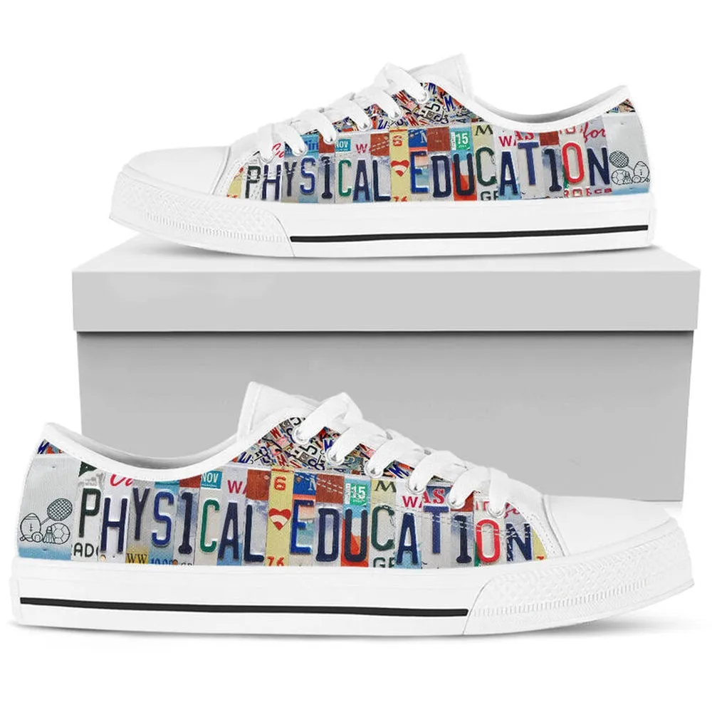 Physical Education License Plates Low Top Shoes, Teacher Shoes, Low Top Sneakers