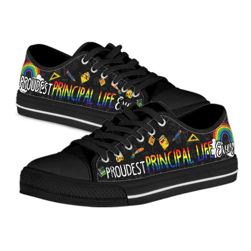 Proudest School Principal Ever Rainbow Low Top Shoes, Teacher Shoes, Low Top Sneakers