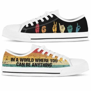 Sign Language Hands Retro Be Kind Low Top Shoes, Teacher Shoes, Low Top Sneakers