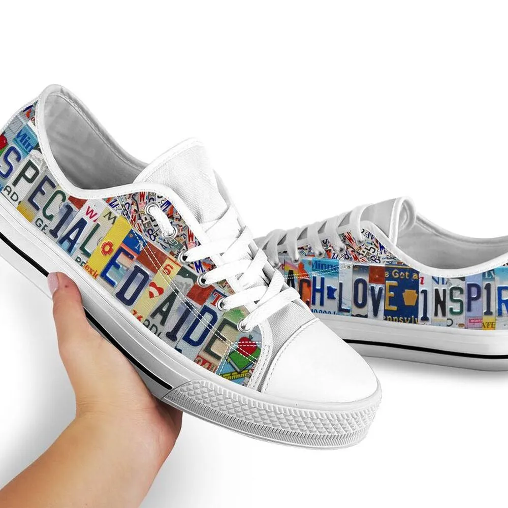 Special Ed Aide License Plates Low Top Shoes, Teacher Shoes, Low Top Sneakers