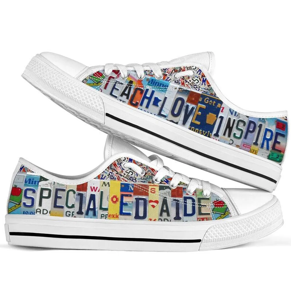 Special Ed Aide License Plates Low Top Shoes, Teacher Shoes, Low Top Sneakers