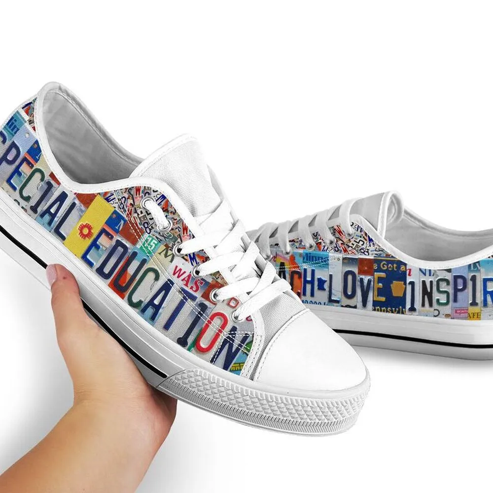 Special Education License Plates Low Top Shoes, Teacher Shoes, Low Top Sneakers