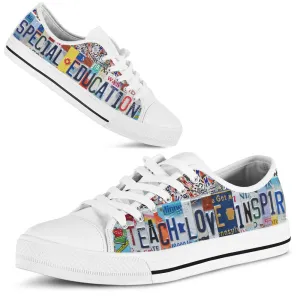 Special Education License Plates Low Top Shoes, Teacher Shoes, Low Top Sneakers