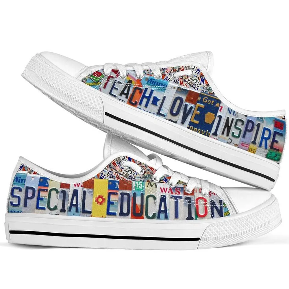 Special Education License Plates Low Top Shoes, Teacher Shoes, Low Top Sneakers