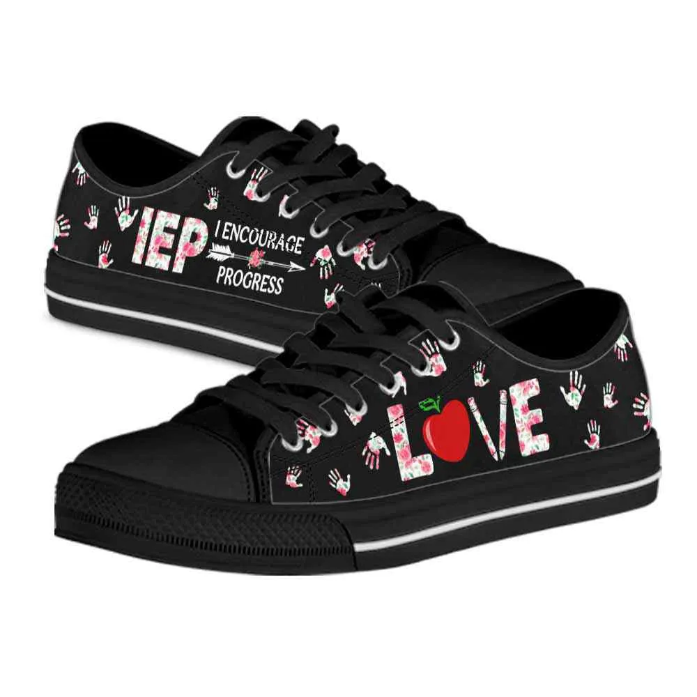 Sped Teacher Floral Pattern Encourage Progress Low Top Shoes, Teacher Shoes, Low Top Sneakers