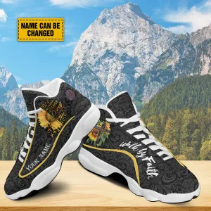 Sunflower Walk By Faith Personalized J13 Shoes - I Can Do All Things Through Shoes - Jesus Shoes