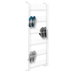 White Steel 18-Pair Over-the-Door Shoe Rack