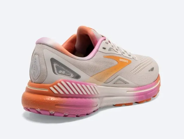 WOMEN'S BROOKS ADRENALINE GTS 23 1203811B117 COLOR - WHITE SAND/FUCHSIA