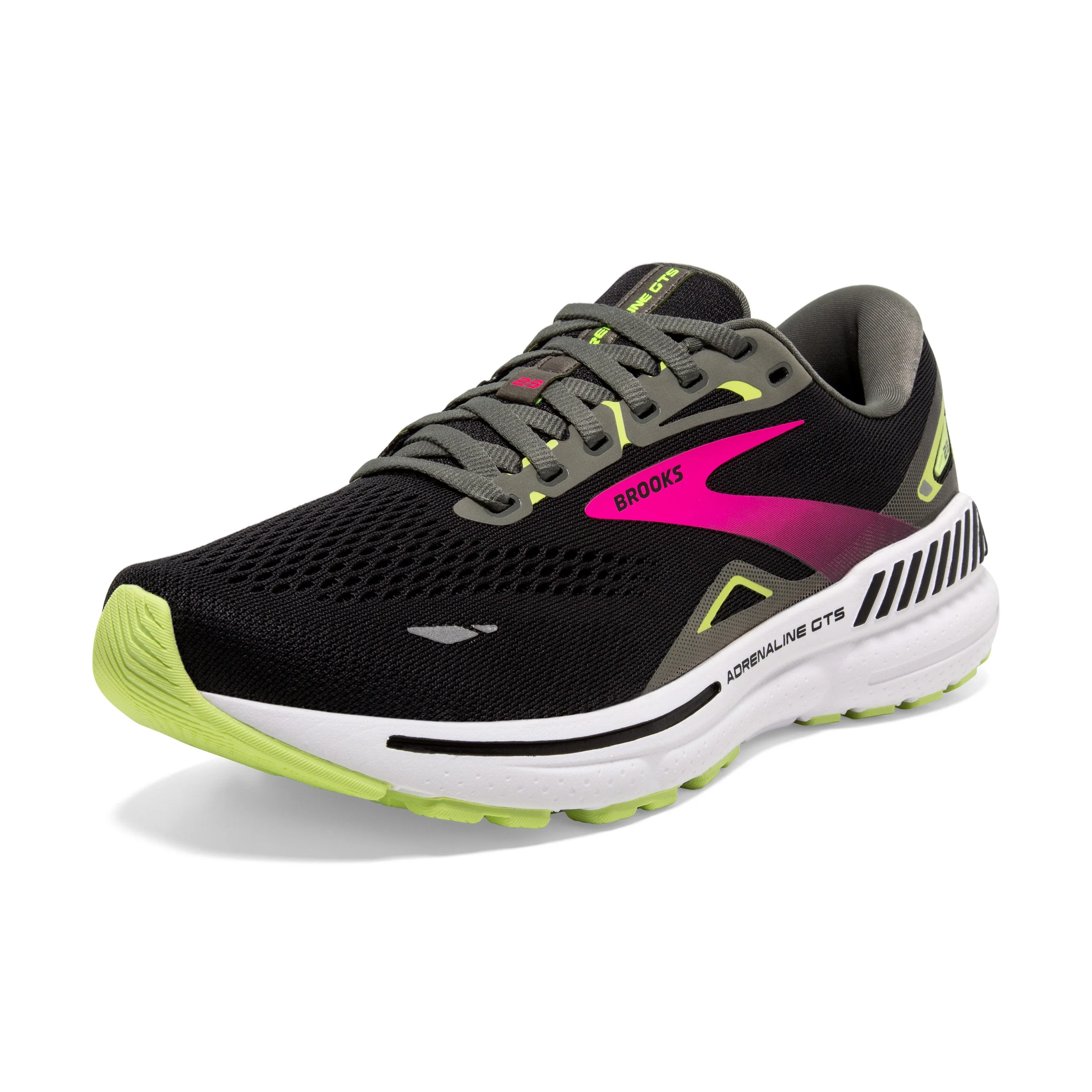 Women's Brooks Adrenaline GTS 23 1203811D037 Color: Black/Gunmetal/Sharp Green (WIDE WIDTH)