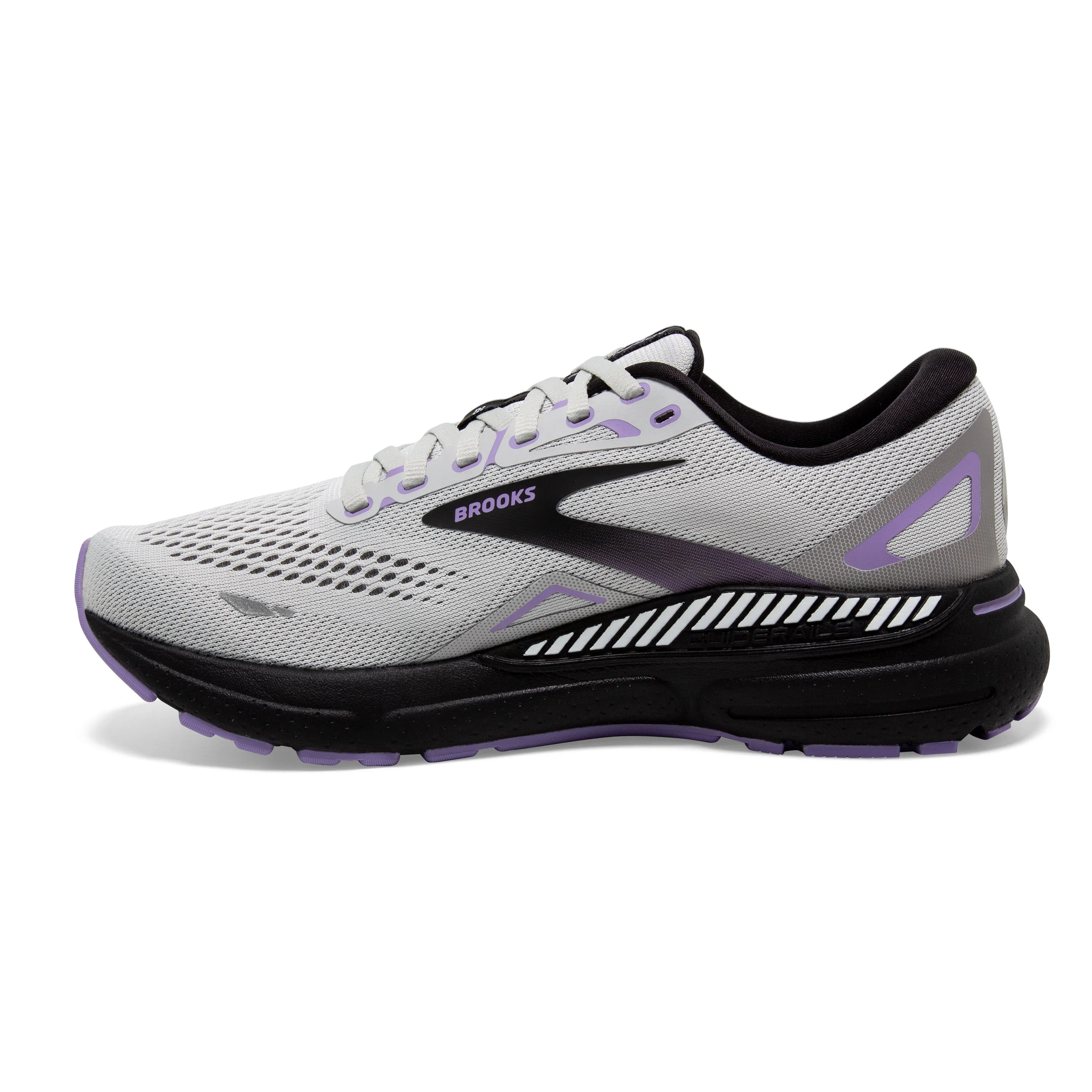 Women's Brooks Adrenaline GTS 23 Color: Grey/Black/Purple (WIDE WIDTH)